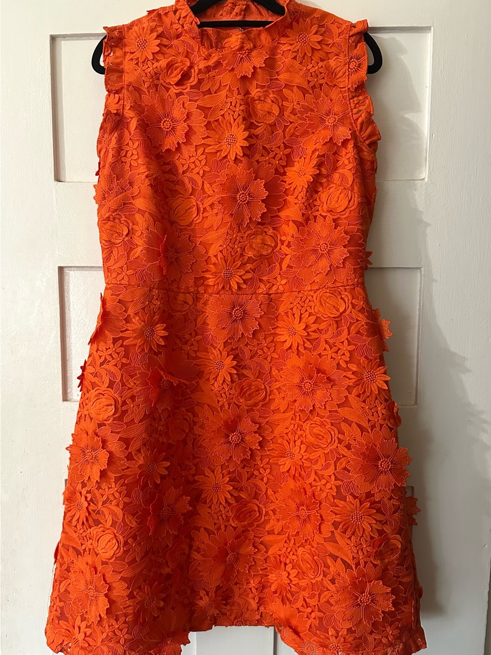 Orange Appliqué Flowered Dress